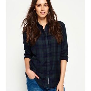 Dynamite Plaid Long Sleeve Top XS